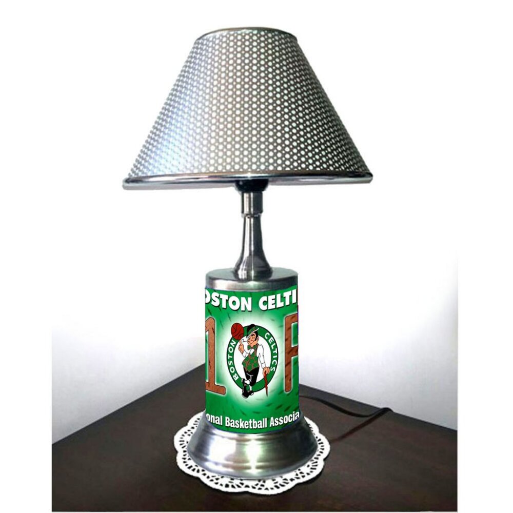 Boston Celtics table lamp with chrome finish shade